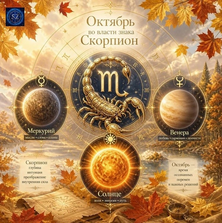 Гороскоп для знака РАК ♋️. Октябрь 🍁 во власти Скорпиона  … Время осознанных перемен и важных решений.
