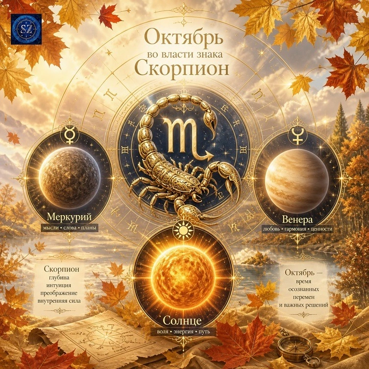 Гороскоп для знака ОВЕН ♈️. Октябрь 🍁 во власти Скорпиона  … Время осознанных перемен и важных решений.