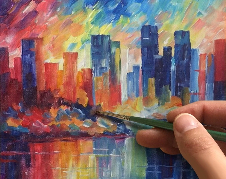 «Город на заливе» Как нарисовать🎨АКРИЛ! Мастер-класс в реальном времени