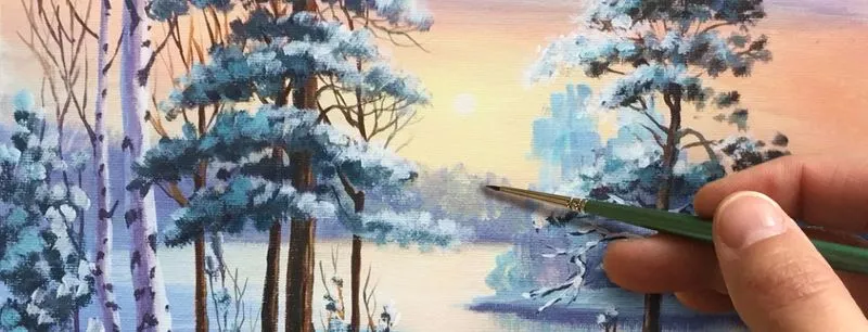 "Зимнее солнце. Пейзаж" ?АКРИЛ! ?СПЕЦИАЛЬНЫЙ Мастер-класс в мастер-класс для "РОЗ", 2 часа 6 минут