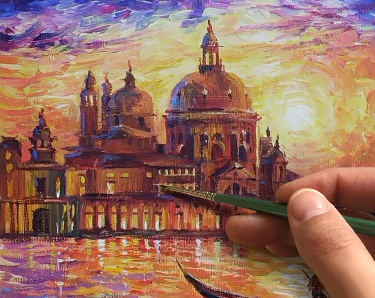 Санта Мария делла Салюте. Венеция. Весна. Как нарисовать🎨АКРИЛ! Мастер-класс в реальном времени