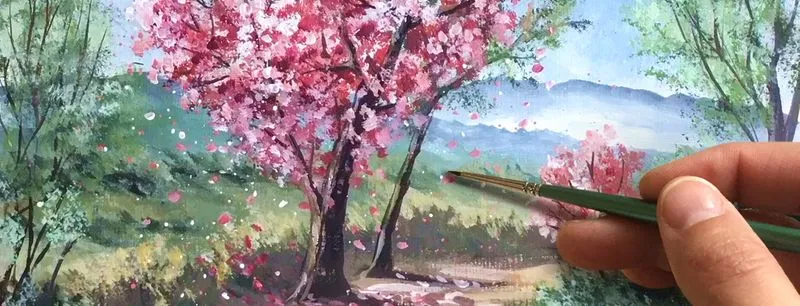 “Цветущая весна. Пейзаж" ?АКРИЛ! Мастер-класс в реальном времени, 1 час 36 минут