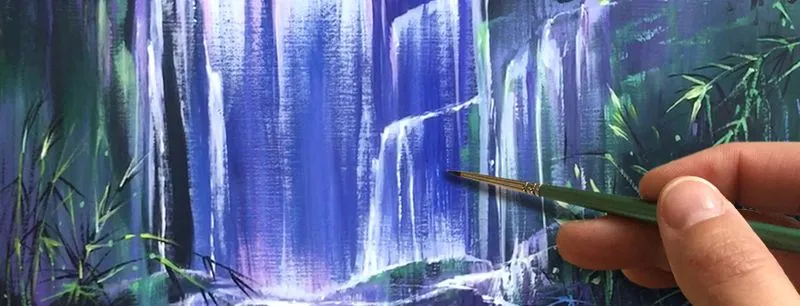 «Лесной водопад. Пейзаж»? АКРИЛ! Мастер-класс в реальном времени, 1 час 25 минут