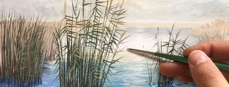 "Утро. Озеро. Тростник" ?ГУАШЬ! Мастер-класс в реальном времени, 1 час 23 минут
