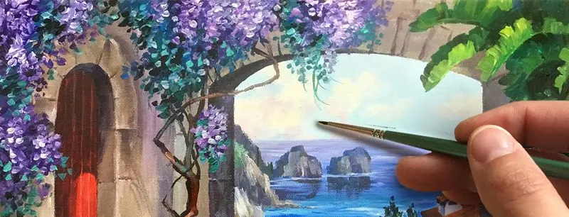«Вид на море. Пейзаж Микки Сенкарик» как нарисовать. АКРИЛ! СПЕЦИАЛЬНЫЙ Мастер-класс в реальном времени, 5 часов