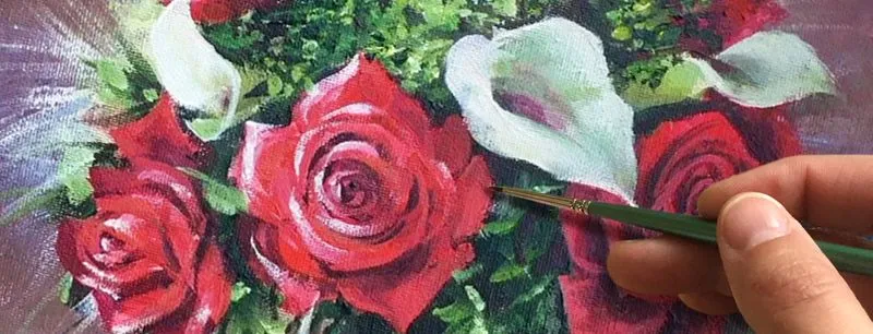 Розы и каллы. Букет. Как нарисовать цветы? АКРИЛ! Мастер-класс в реальном времени, 2 часа 30 минут