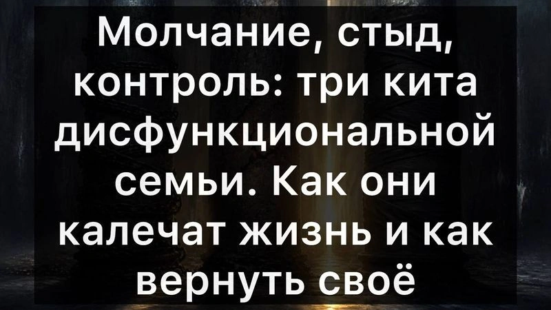 Молчание, стыд, контроль: три кита дисфункциональной семьи. Как они калечат жизнь и как вернуть своё