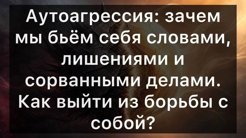 Аутоагрессия: зачем мы бьём себя словами, лишениями и сорванными делами. Как выйти из борьбы с собой