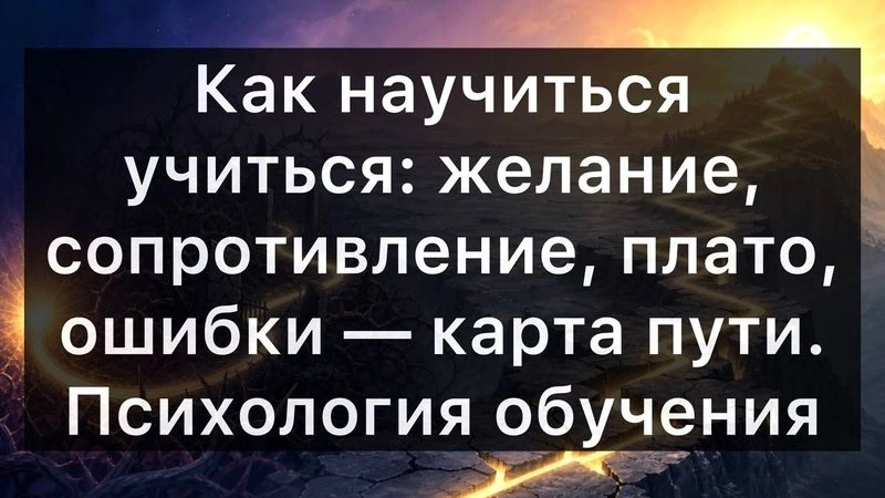Как научиться учиться: желание, сопротивление, плато, ошибки — карта пути. Психология обучения