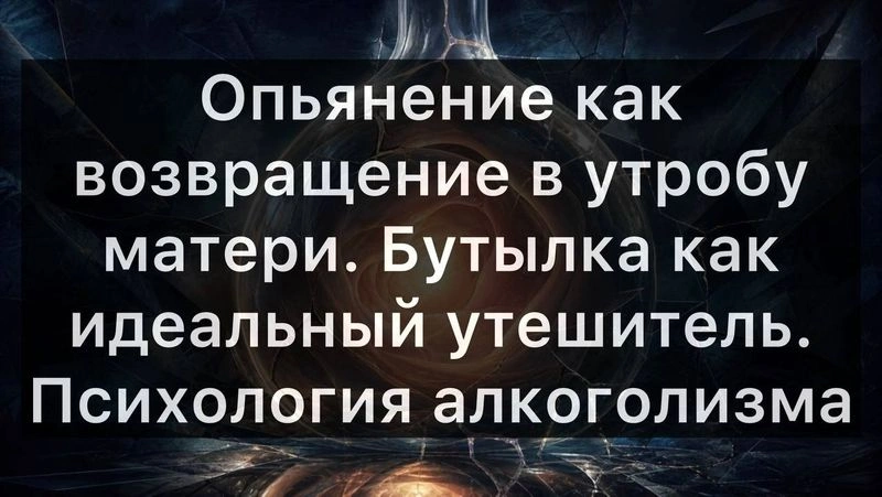 Опьянение как возвращение в утробу матери. Бутылка как идеальный утешитель. Психология алкоголизма
