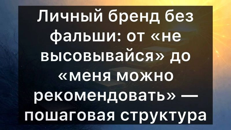 Личный бренд без фальши: от «не высовывайся» до «меня можно рекомендовать» — пошаговая структура