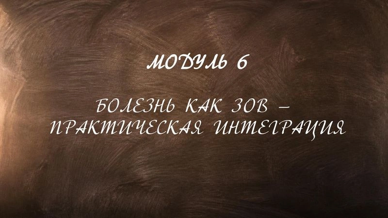 МОДУЛЬ 6
БОЛЕЗНЬ КАК ЗОВ — ПРАКТИЧЕСКАЯ ИНТЕГРАЦИЯ