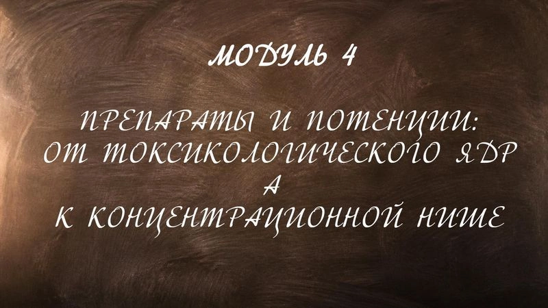 МОДУЛЬ 4
ПРЕПАРАТЫ И ПОТЕНЦИИ: ОТ ТОКСИКОЛОГИЧЕСКОГО ЯДРА К КОНЦЕНТРАЦИОННОЙ НИШЕ