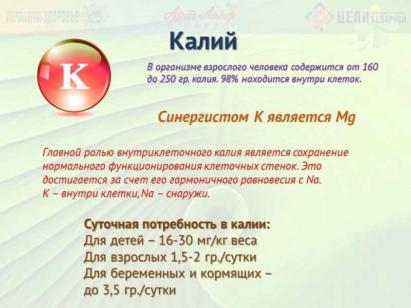 Минералы. Калий.