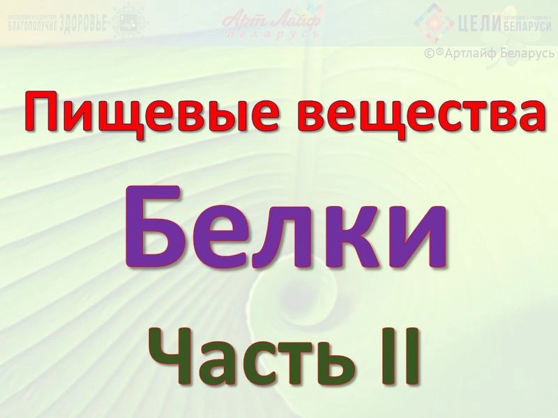 Пищевые вещества. Белки. Часть II