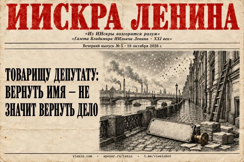 Товарищу депутату: вернуть имя — не значит вернуть дело