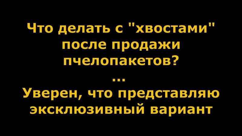 «Что делать с „хвостами“ после продажи пчелопакетов? — Эксклюзивный вариант: как с тем, что продано, так и с тем, что осталось…»