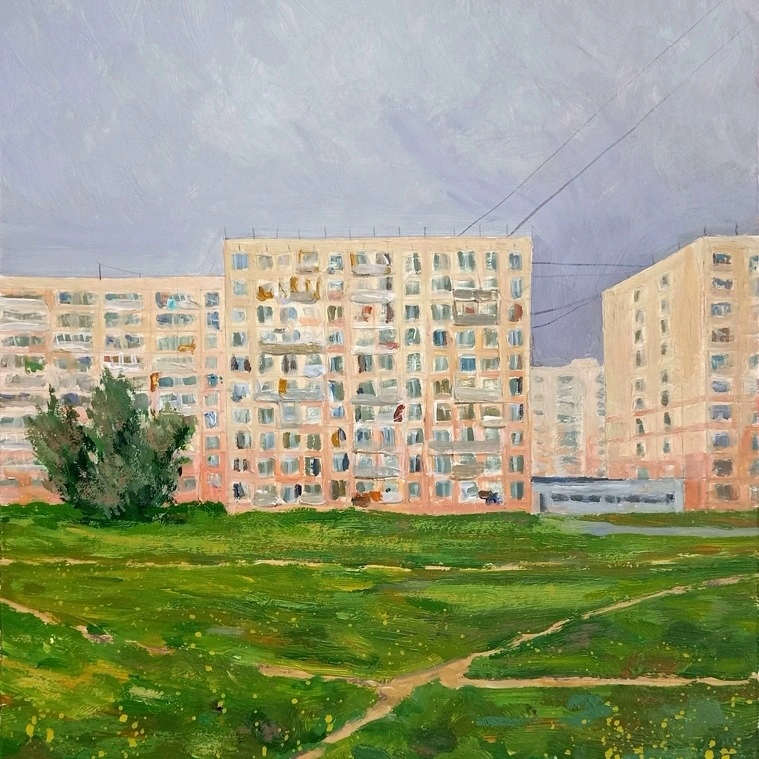 Жилмассив Плющихинский. Городской пейзаж. Урок по рисованию акрилом