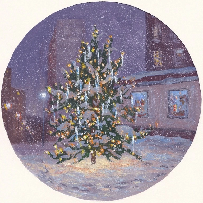 Новогодний городской пейзаж. Урок по рисованию гуашью