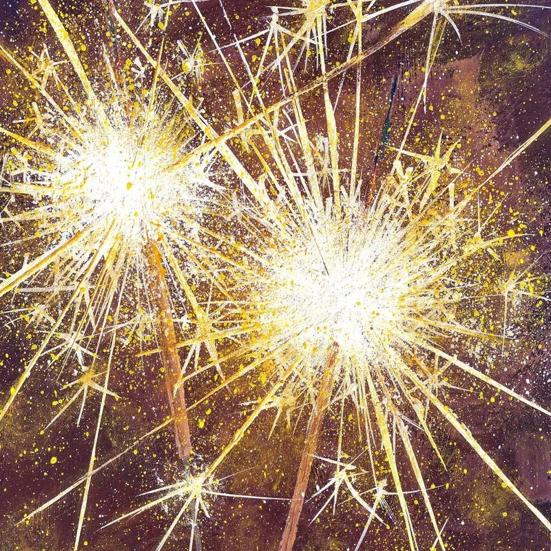 Новогодние каникулы. Бенгальские огни. Рисуем гуашью