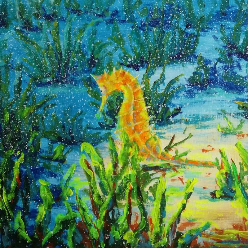 Морской конек. Урок по рисованию гуашью