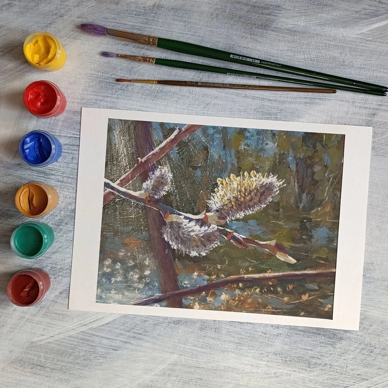 Распускаются почки. Урок по рисованию гуашью