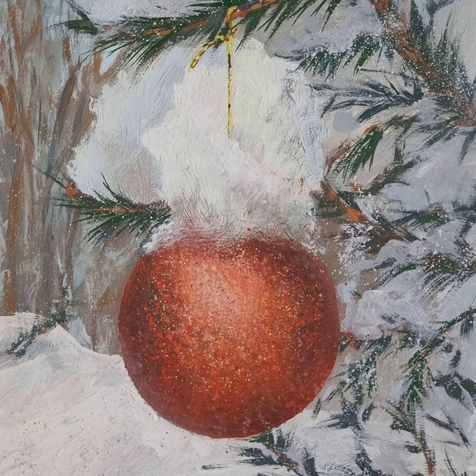 Елочный шар. Урок по рисованию гуашью