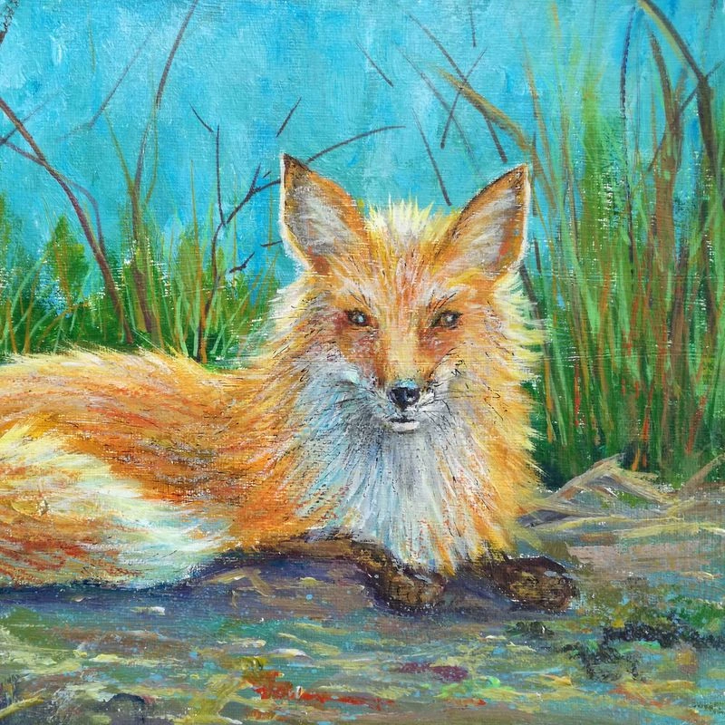 Рисуем лису акрилом