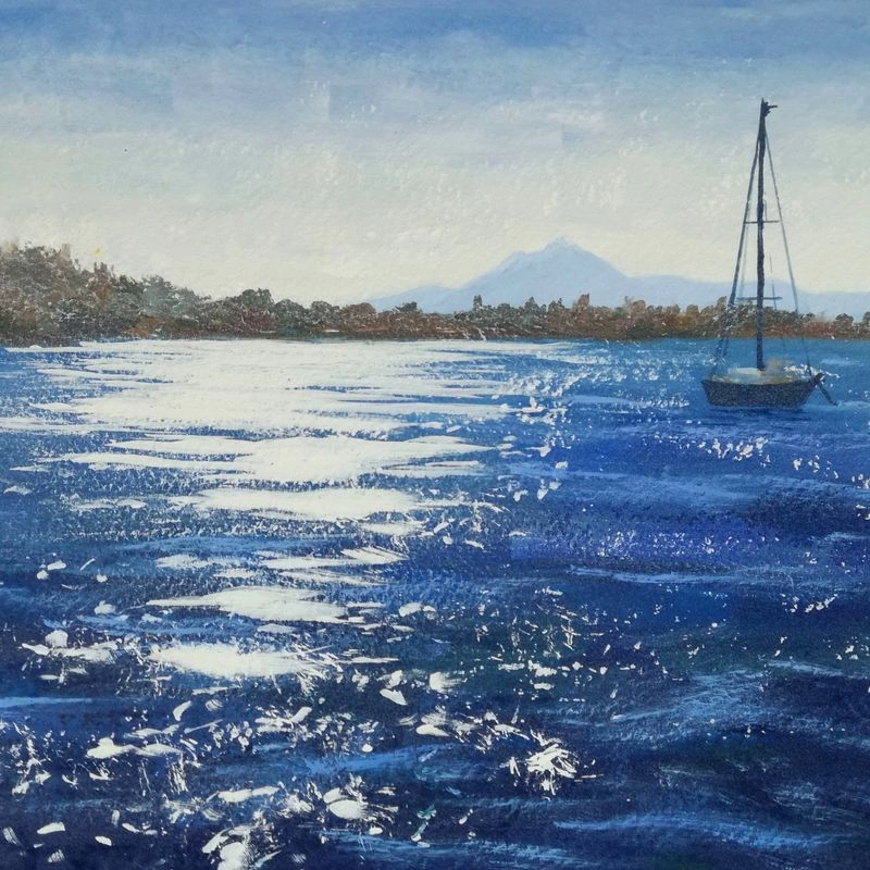 Солнечные блики на воде. Пошаговый урок по рисованию гуашью