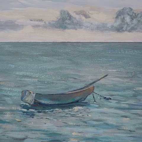 Лодка на Азовском море. Урок по рисованию гуашью