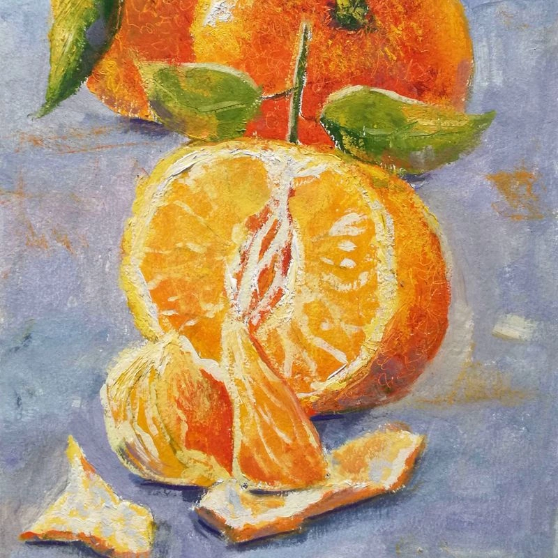 Урок по живописи маслом. Мандарины