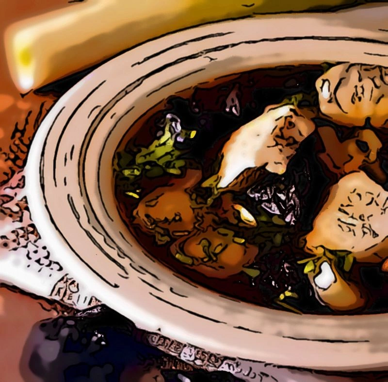 Кок-э-лики (шотландский куриный суп)