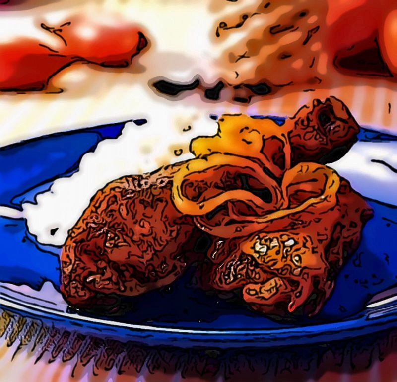 Жареный цыпленок с луком и куркумой