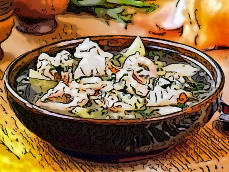 Перуанский суп с креветками