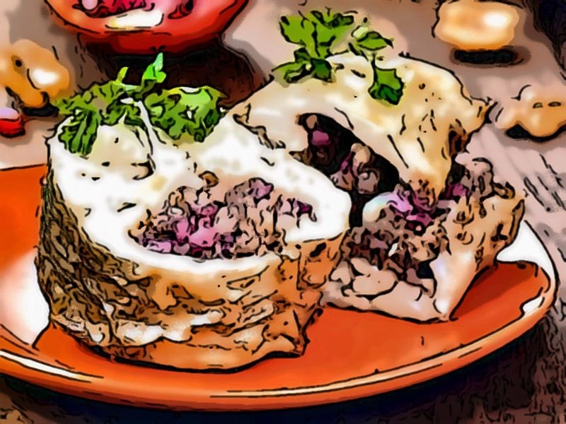 Треска фаршированная орехами и гранатом