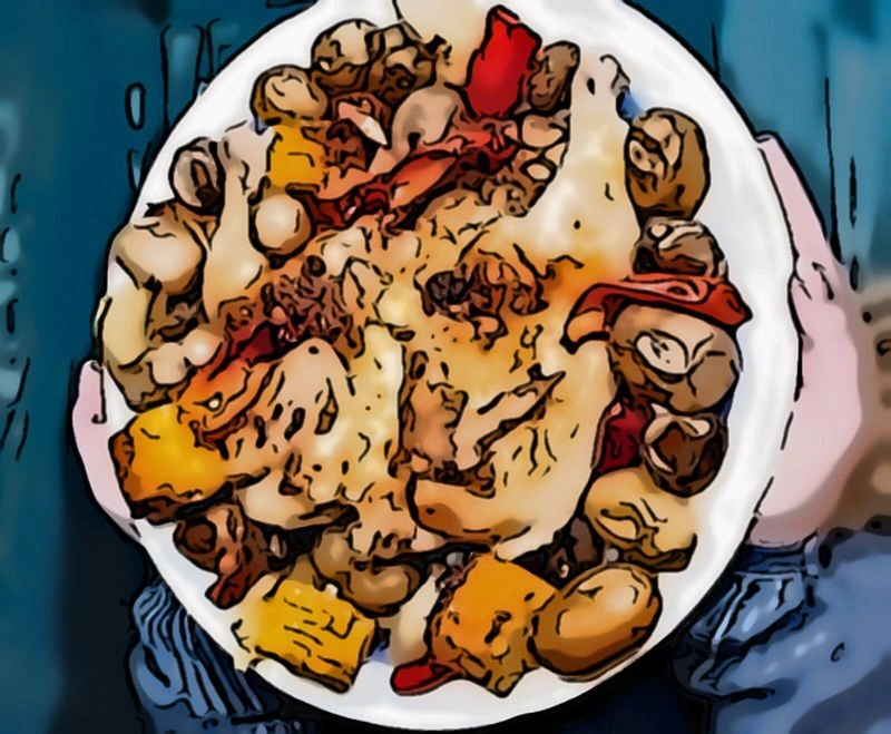 Курица запечённая с овощами