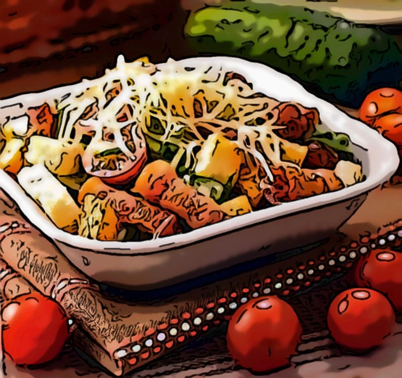 Салат с беконом и сухариками