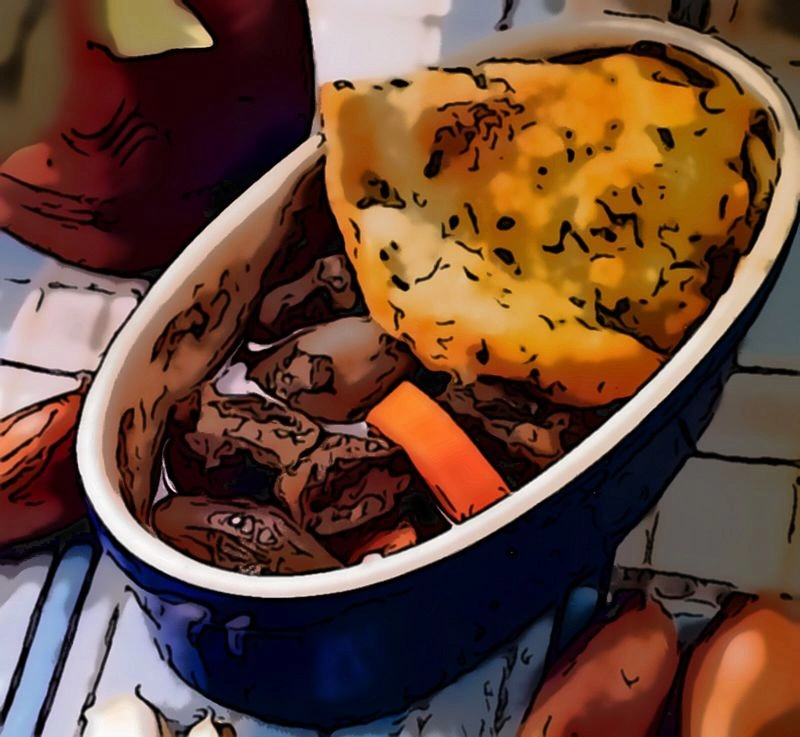 Запеченная говядина с овощами и элем