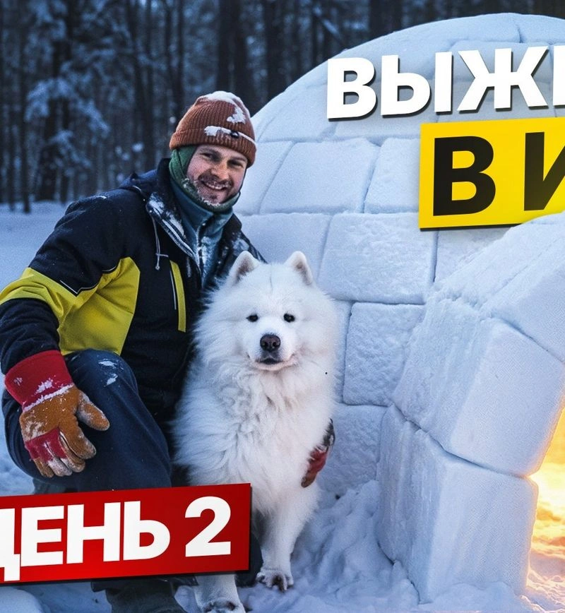 ПОСТРОИЛИ ИГЛУ в ЛЕСУ - НОЧЬ ЗИМОЙ БЕЗ ПАЛАТКИ - день 2