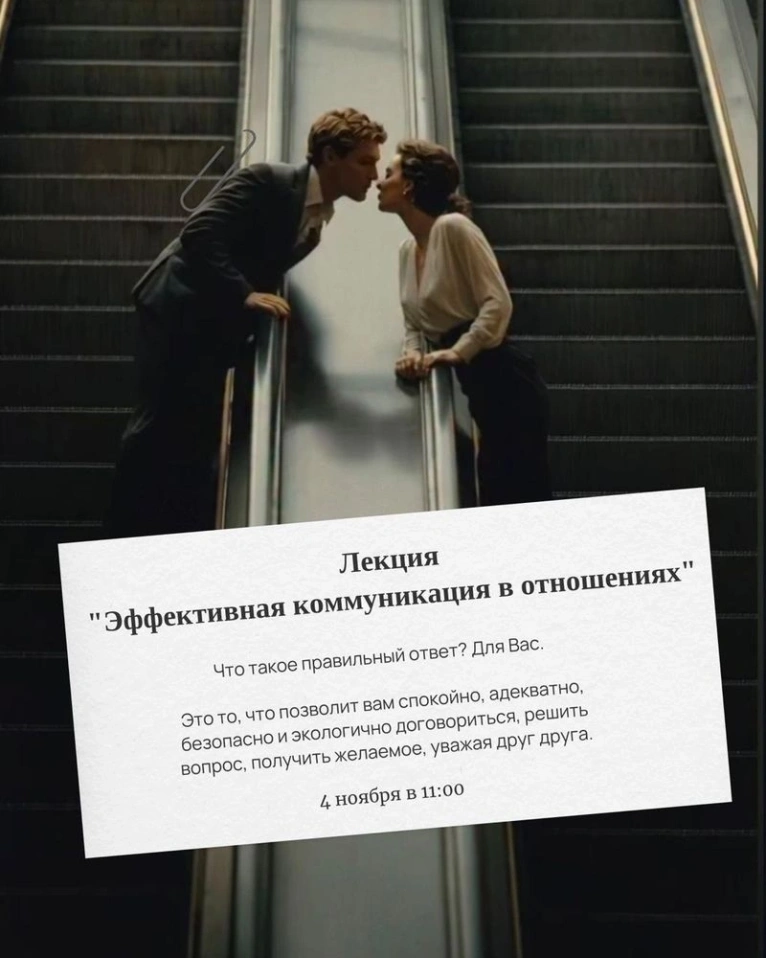 — 4 ноября в 11:00
Лекция «Эффективная коммуникация в отношениях»