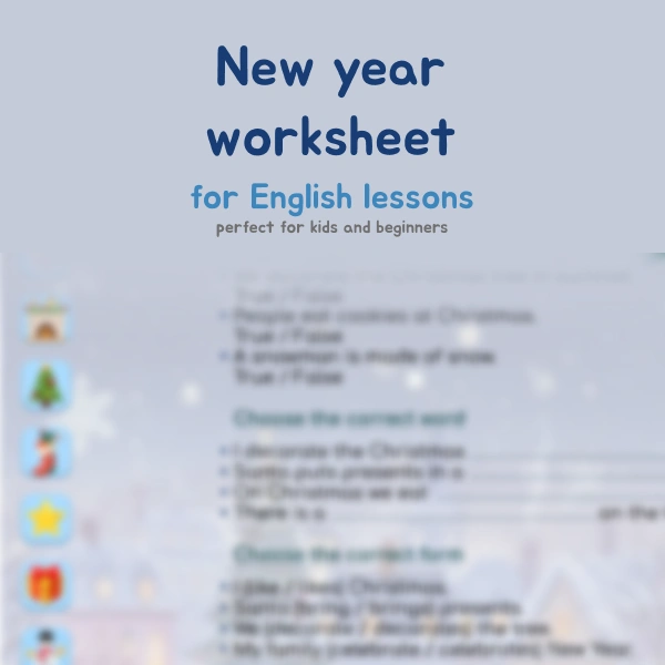 🎄New Year worksheets for 3, 4 and 7 grades