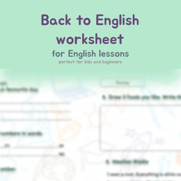 📝Back to English — рабочий лист, упрощенная версия