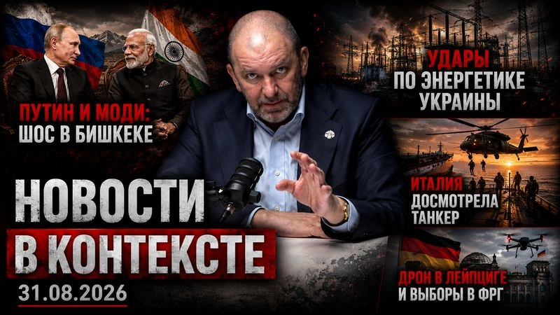 [Новости в контексте] Путин встретился с Моди в Бишкеке, Россия готовит удары по энергетике Украины, Италия высадила десант на танкер | новости от 31.08.2026