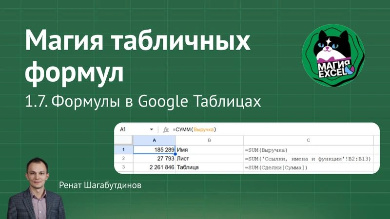 1.7 Формулы в Google Таблицах