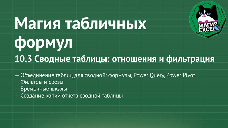 10.3 Отношения. Фильтры, срезы, шкалы и копии отчета