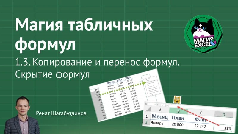 1.3 Копирование и перенос формул. Скрытие формул
