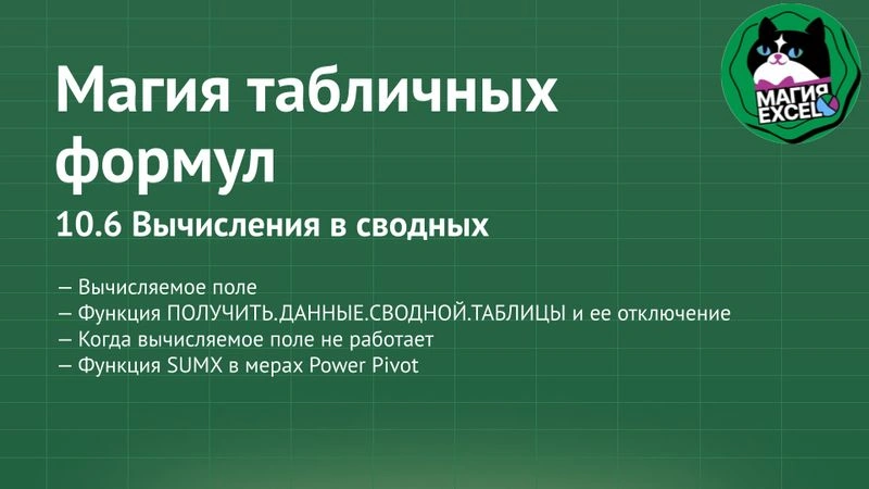 10.6 Вычисления в сводных таблицах