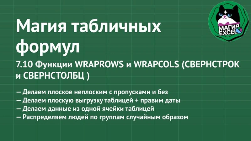 7.10 Функции WRAPROWS и WRAPCOLS (СВЕРНСТРОК и СВЕРНСТОЛБЦ)