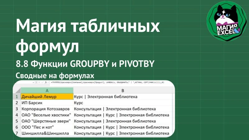 8.8 Функции GROUPBY и PIVOTBY