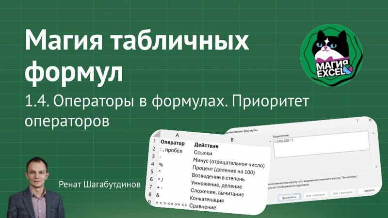 1.4 Операторы в формулах. Приоритет операторов